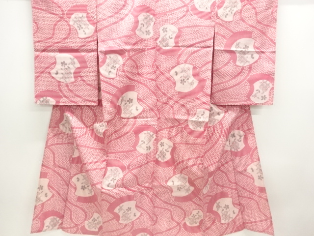 JAPANESE KIMONO / ANTIQUE HITOE KIMONO / TAISHO ROMAN STYLE / MEISEN / WOVEN BUNDO RHOMBUS